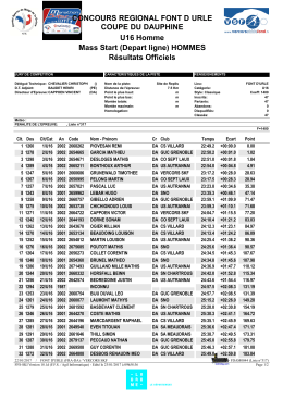 les resultats u16-hommes