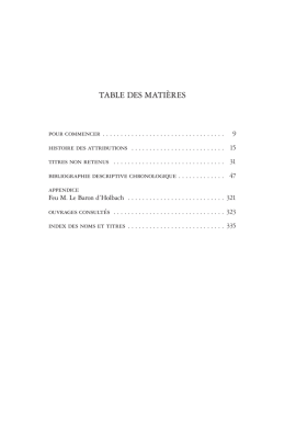 table des matières - Classiques Garnier