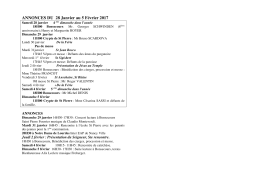 ANNONCES DU 28 Janvier au 5 Février 2017
