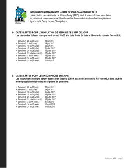 dates limites inscriptions et annulations &eacute;t&eacute; 2017