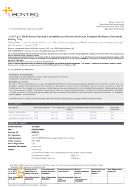 15.00% pa Multi Barrier Reverse Convertible sur Barrick