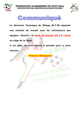 FEDERATION ALGERIENNE DE FOOT BALL La Direction