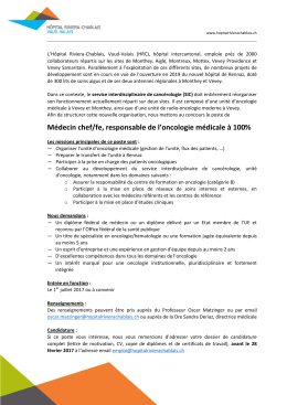 Médecin chef/fe, responsable de l`oncologie médicale à 100%