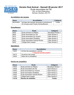 Horaire final Amical - Samedi 28 janvier 2017