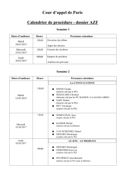 Calendrier des Audiences - association des sinistres du 21