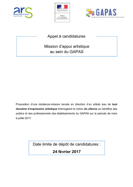 Appel &agrave; candidatures MiAA Le GAPAS