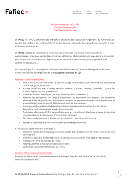 24 janvier 2017 - FAFIEC - Annonce Analyste formation
