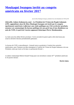 Moukagni Iwangou invité au congrès américain en février 2017