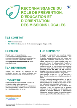 reconnaissance du rôle de prévention, d`éducation et d`orientation