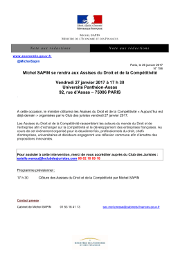 Michel SAPIN se rendra aux Assises du Droit et de la Comp&eacute;titivit&eacute;, le
