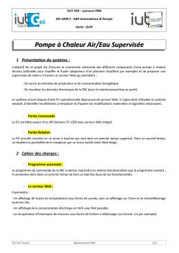 Pompe à Chaleur Air/Eau Supervisée 1 Présentation du système