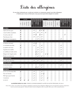 Découvrez les allergènes présents dans nos plats.