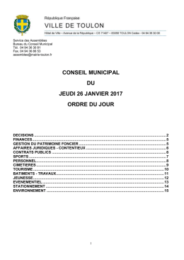 Consulter l`ordre du jour du conseil municipal du