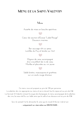 menu de la saint-valentin