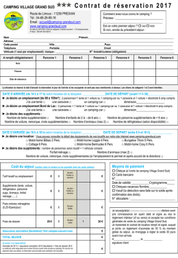 Contrat de réservation - Camping Carcassonne dans l`Aude