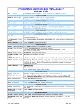 PROGRAMME JOURNEES DES FAMILLES 2017 Béarn et Soule