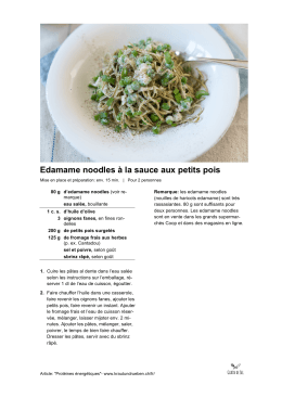 Edamame noodles &agrave; la sauce aux petits pois