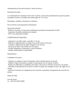 Animateur(trice) d`accueil de loisirs - Pr&eacute;fecture de Loir-et-Cher