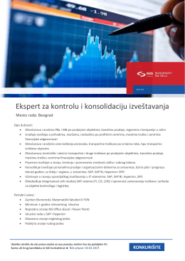 Ekspert za kontrolu i konsolidaciju izveštavanja