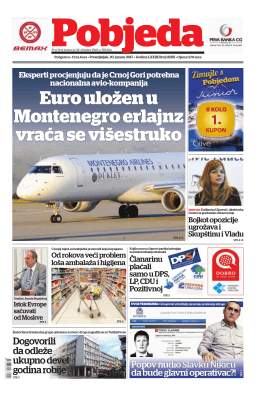 Pobjeda Ponedjeljak, 30. januar 2017. Oglasi i obavje&scaron;tenja