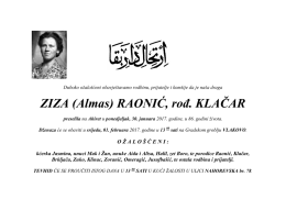 ZIZA (Almas) RAONIĆ, rođ. KLAČAR