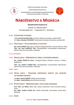 NÁBOŽENSTVO A MIGRÁCIA