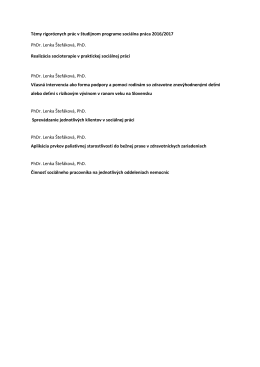 Témy rigoróznych prác v študijnom programe sociálna práca 2016