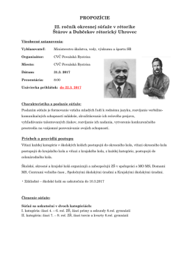 Propozície - Centrum voľného času Považská Bystrica