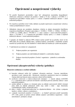 Oprávnené a neoprávnené výdavky