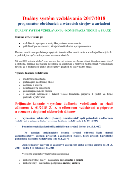 Duálny systém vzdelávania 2017/2018