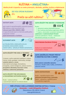 RUŠTINA + ANGLIČTINA= Prečo sa učiť ruštinu?