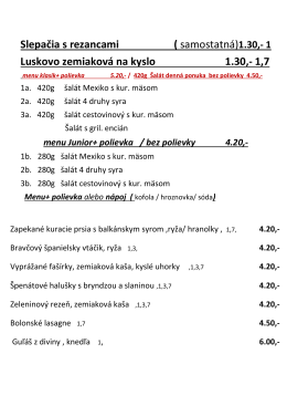 ( samostatná)1.30,- 1 Zemiakovo šampiňónová 1.30,- 1
