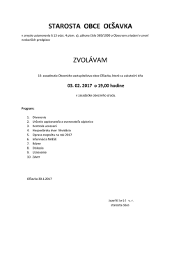 Pozvánka na zasadnutie obecného zastupitelstva na deň
