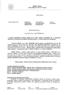 Mesto Trnava Ulica Hlavn&aacute; 1, 917 71 Trnava Doporučene V&aacute;&scaron; list