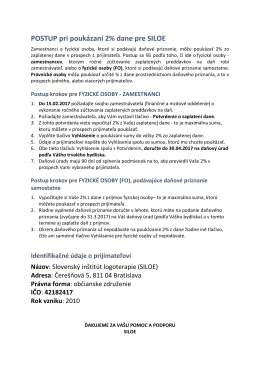 POSTUP pri pouk&aacute;zan&iacute; 2% dane pre SILOE