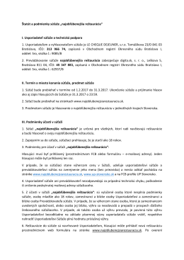 &Scaron;tat&uacute;t a podmienky s&uacute;ťaže &bdquo;najobľ&uacute;benej&scaron;ia re&scaron;taur&aacute;cia&ldquo; I