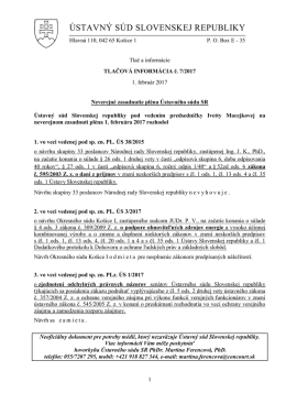 TLAČOVÁ INFORMÁCIA č. 7/2017 - Ústavný súd Slovenskej republiky