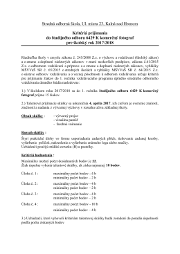 Prijímacie kritéria pre školský rok 2017/2018 pre odbor KOMERČNÝ