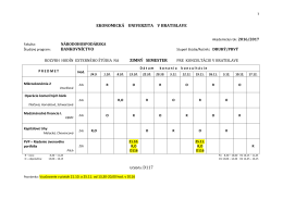 ekonomická univerzita v bratislave bankovníctvo zimný semester