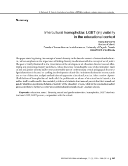 Intercultural homophobia: LGBT (in) visibility in the educational context