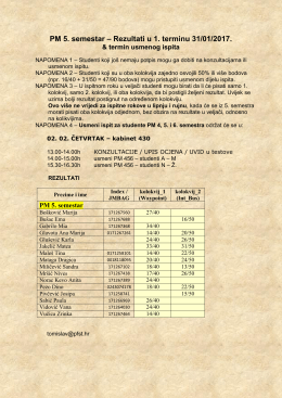 170207 Rezultati PM 5sem termin_1 USMENI ISPIT