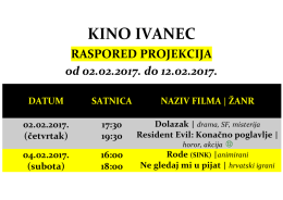 Raspored kino projekcija do 12.02.2017.
