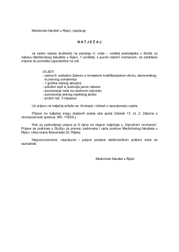 Natječaj za radno mjesto službenik na položaju II. vrste