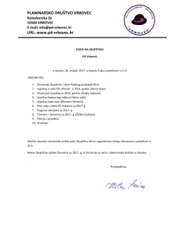 Dnevni red skup&scaron;tine - Planinarsko dru&scaron;tvo Vrbovec