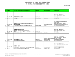 calendar of fairs and exhibitions in bosnia and herzegovina