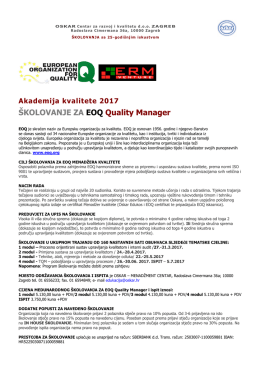 ŠKOLOVANJE ZA EOQ Quality Manager - OSKAR