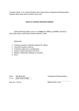 Temeljem članka čl. 61. Statuta Glazbene škole Josipa Hatzea