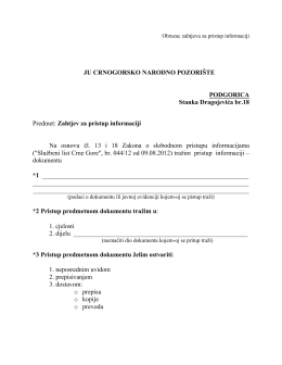Obrazac zahtjeva za pristup informaciji