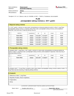 PLAN preraspodjele radnog vremena u 2017. godini
