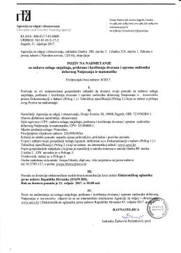 Poziv za nadmetanje - Agencija za odgoj i obrazovanje